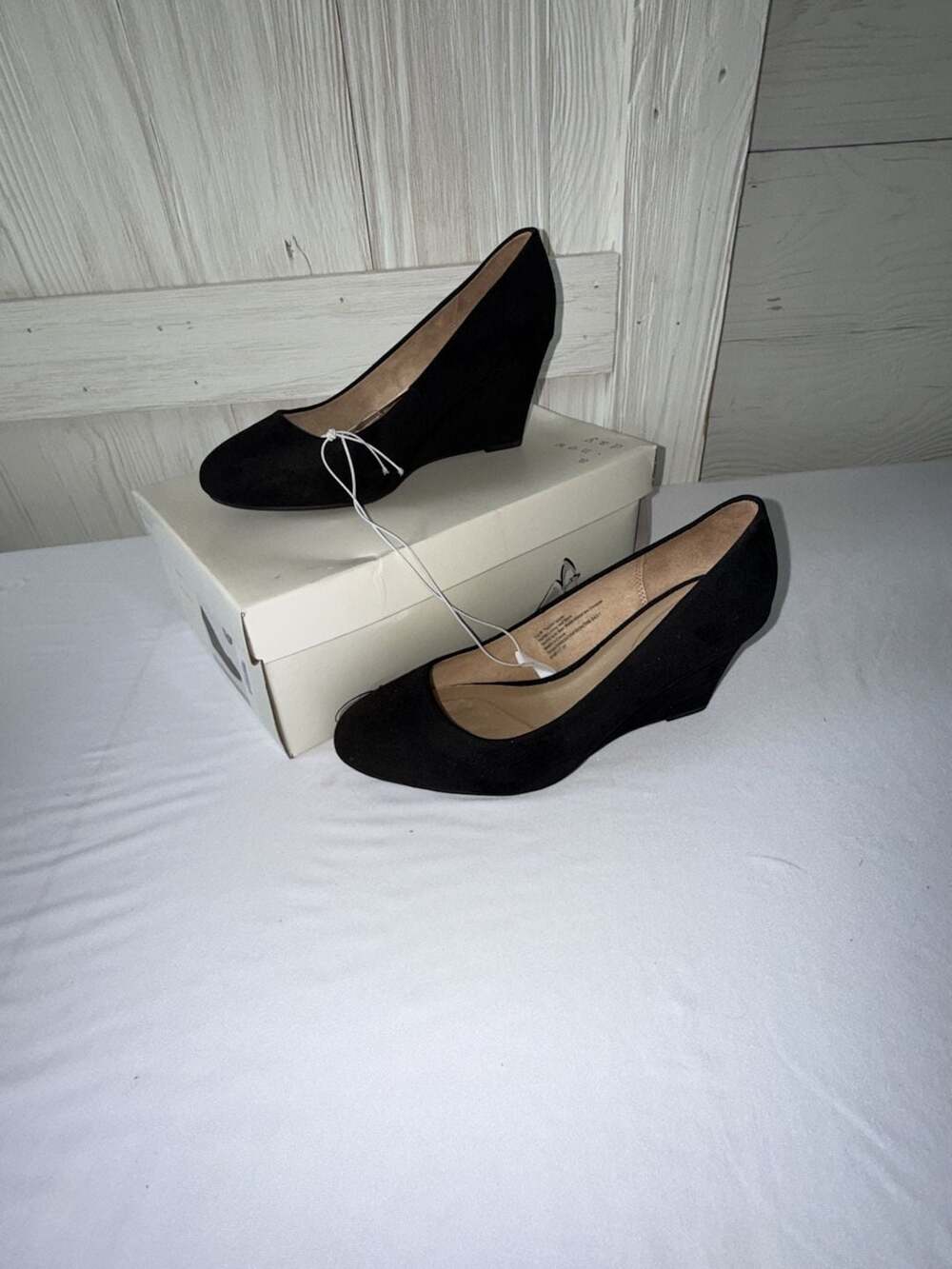 A New Day Black Wedge Heels Size 5.5W Closed Toe Pumps
